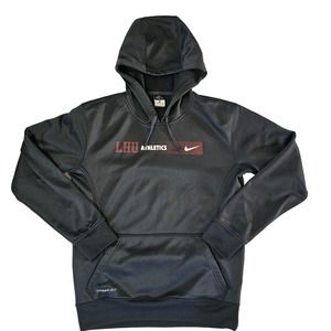 Nike thermafit black fleece  hoodie with LHU logo. Preowned in a men's sz small.